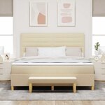 vidaXL Lit à ressorts avec tête de lit Crème 200 x 180 cm tissu