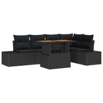 vidaXL Set de salle à manger de jardin 6 pièces avec coussins en rotin noir et bois d'acacia