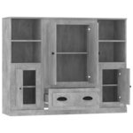 vidaXL Buffets 3 Pièces gris béton bois d'ingénierie