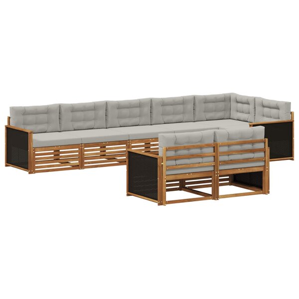 vidaXL Ensemble de canapés d'extérieur 8 Pièces Naturel et gris clair