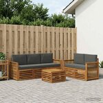 vidaXL Ensembles de canapés avec coussin 6 Pièces Bois d'Acacia Massif