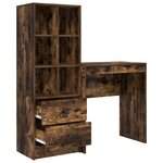 vidaXL Bureau avec tiroir avec étagère avec stockage 2 Pièces Chêne fumé