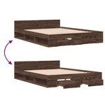 vidaXL Cadre de lit et tiroirs chêne marron 150x200 cm bois ingénierie