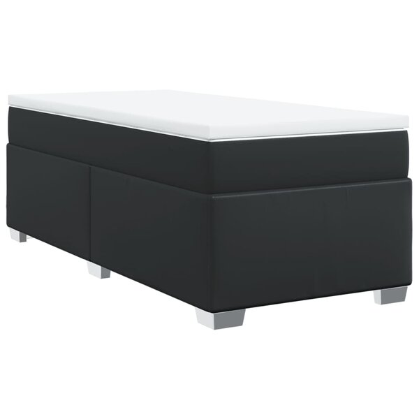 vidaXL Sommier à lattes de lit avec matelas Noir 90x200 cm Similicuir