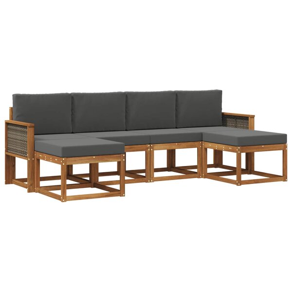 vidaXL Ensemble de canapés d'extérieur 6 pc Naturel et Anthracite