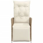 vidaXL Chaise inclinable de jardin avec coussins beige résine tressée