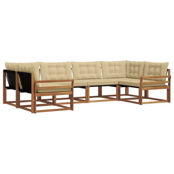 vidaXL Ensemble de canapés d'extérieur 6 Pièces Naturel et Beige