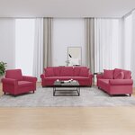 vidaXL Ensemble de canapés 3 Pièces avec coussins rouge bordeaux velours