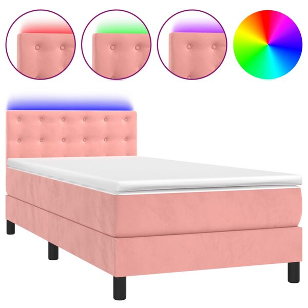 vidaXL Sommier à lattes de lit avec matelas et LED Rose 80x200 cm