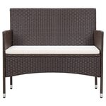 vidaXL Salon de jardin 4 Pièces avec coussins Résine tressée Marron