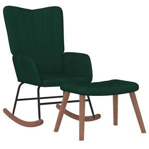 vidaXL Chaise à bascule avec repose-pied Vert foncé Velours