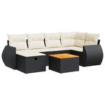 vidaXL Salon de jardin 7 Pièces avec coussins noir résine tressée
