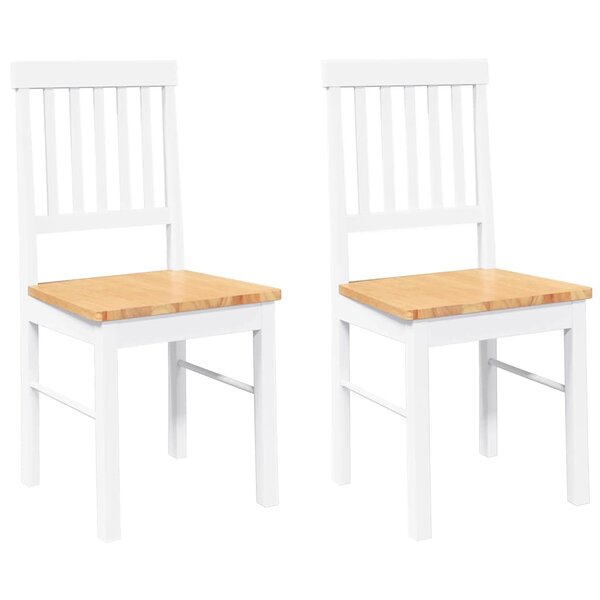 vidaXL Chaises à manger 2 Pièces blanc bois massif caoutchouc