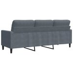 vidaXL Canapé à 3 places Gris foncé 180 cm Velours