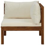 vidaXL Canapé d'angle sectionnel et coussin blanc crème Bois d'acacia