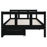 vidaXL Cadre de lit d'enfants tiroirs noir 90x190cm bois de pin massif