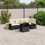 vidaXL Salon de jardin 6 Pièces avec coussins noir résine tressée