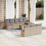 vidaXL Salon de jardin 11 Pièces avec coussins beige résine tressée