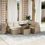 vidaXL Salon de jardin avec coussins 8 Pièces beige résine tressée