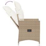 vidaXL Chaise inclinable de jardin avec coussins beige résine tressée