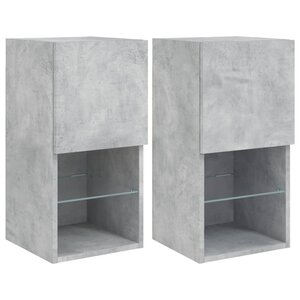 vidaXL Meubles TV avec lumières LED 2 Pièces gris béton 30 5x30x60 cm