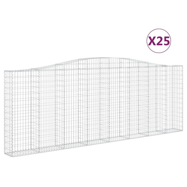 vidaXL Paniers à gabions arqués 25 Pièces 400x30x140/160 cm Fer galvanisé