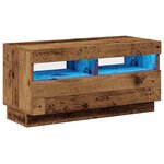 vidaXL Meuble TV avec lumières LED vieux bois bois d'ingénierie