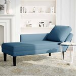 vidaXL Fauteuil long avec coussin et accoudoir droit bleu velours