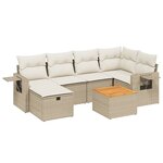 vidaXL Salon de jardin avec coussins 7 Pièces beige résine tressée