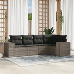 vidaXL Salon de jardin 5 Pièces avec coussins gris résine tressée