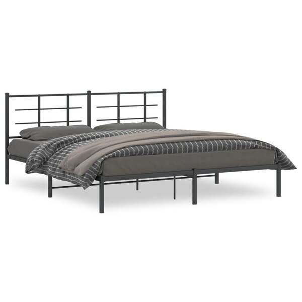 vidaXL Cadre de lit métal sans matelas et tête de lit noir 180x200 cm