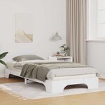 vidaXL Cadre de lit surélevé avec stockage Blanc Bois massif en pin