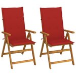 vidaXL Chaises inclinables de jardin lot de 2 et coussins Bois acacia