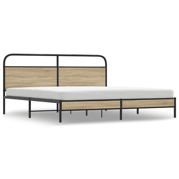 vidaXL Cadre de lit en métal sans matelas chêne fumé 180x200 cm