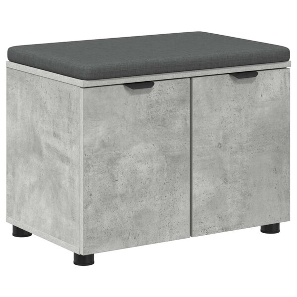 vidaXL Banc d'entrée avec coussin Gris béton 60 x 38 x 46 cm