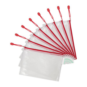 Pochettes à zip a5 tarifold couleur - sachet de 8 - rouge
