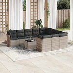 vidaXL Salon de jardin 11 Pièces avec coussins gris clair résine tressée