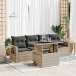 vidaXL Salon de jardin 5 Pièces avec coussins gris clair résine tressée