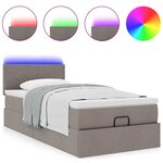 vidaXL Lit ottoman avec matelas et LED taupe 90x200 cm tissu