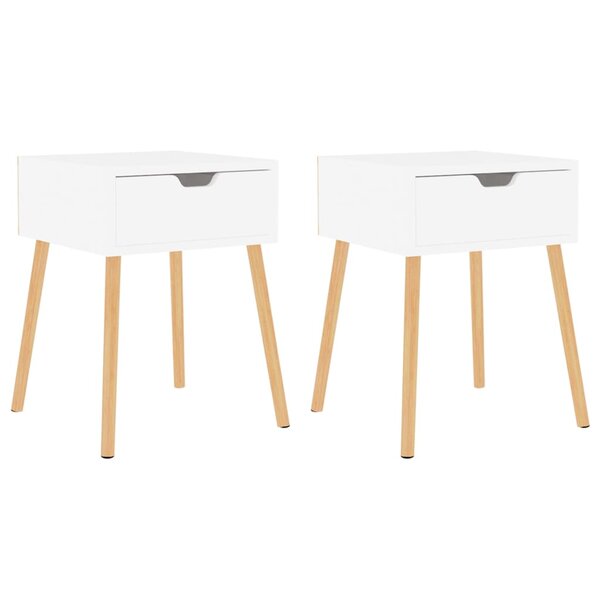vidaXL Tables de chevet 2 Pièces Blanc brillant Bois d'ingénierie