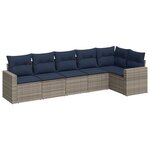 vidaXL Salon de jardin 6 Pièces avec coussins gris résine tressée