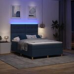 vidaXL Lit à ressort LED avec matelas Bleu 140 x 190 cm tissu