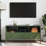 vidaXL Meuble TV vert olive 100 5x39x50 5 cm acier