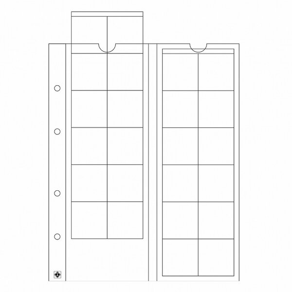 Paquet de 5 feuilles leuchtturm optima pour monnaies d'un diamètre jusqu'à 34 00 mm (319236)
