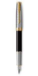 PARKER Sonnet Premium  Stylo plume  Métal et Laque Noire  Plume fine 18k  encre noire  Coffret cadeau