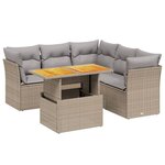 vidaXL Salon de jardin avec coussins 5 Pièces beige résine tressée