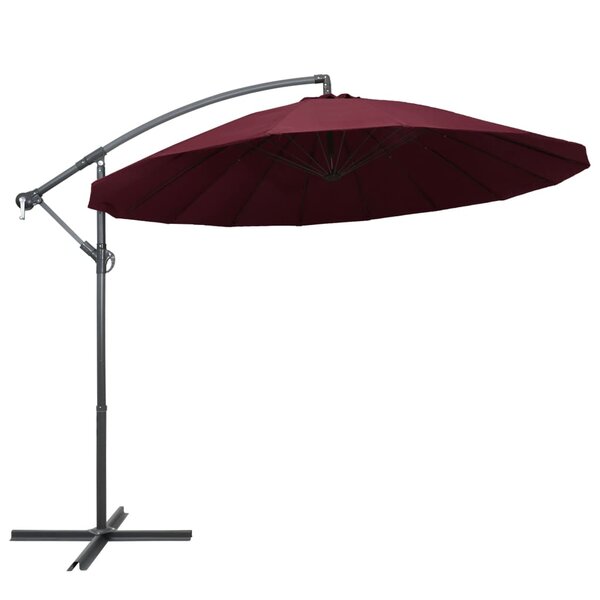 vidaXL Parasol suspendu avec poteau bordeaux 3 m
