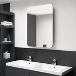 vidaXL Armoire de salle de bain à miroir LED gris brillant 60x11x80 cm