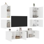 vidaXL Unités murales TV 6 Pièces blanc bois d'ingénierie