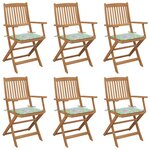 vidaXL Chaises pliables de jardin 6 Pièces avec coussins Bois d'acacia